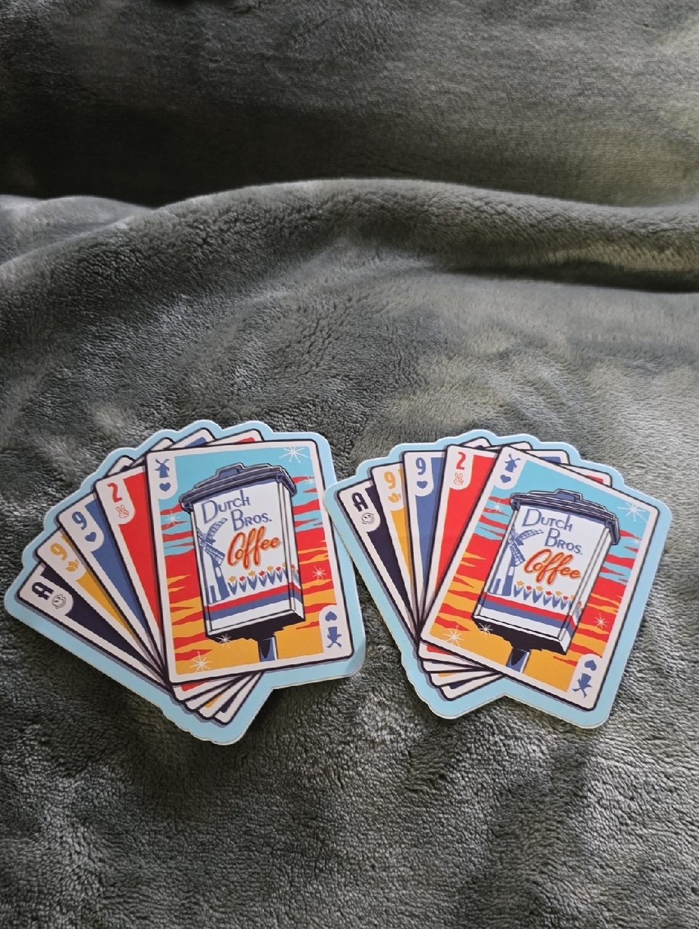 Dutch Bros Coffee Playing Card Sticker Set - Blue, Red & Yellow